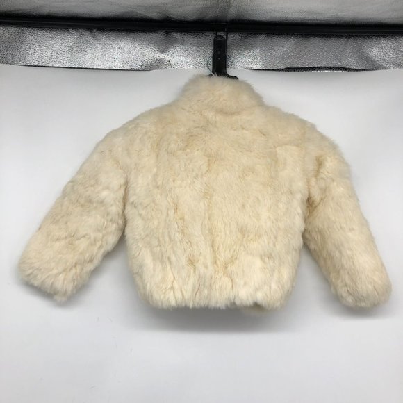 Niki Ivory Off White Vintage Genuine Rabbit Fur Coat kids size 4 - Picture 2 of 16
